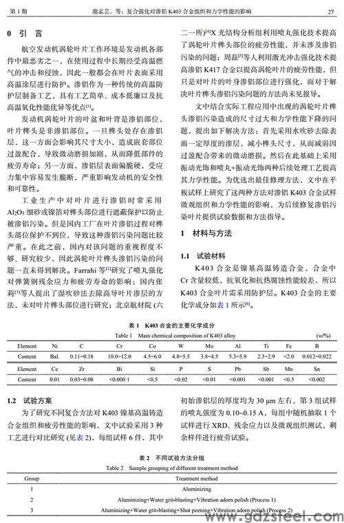 K403高温合金渗铝
